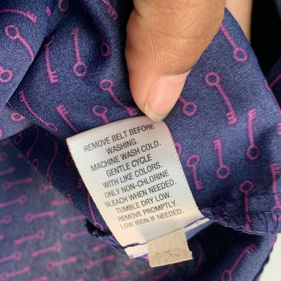 Xhilaration Skirt Large Blue With Purple Skeleton Keys button front belt loops - Picture 13 of 14